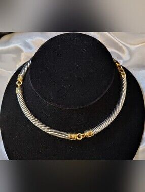 VTG Stocko Two Tone Cable Choker Necklace - David Yurman Style